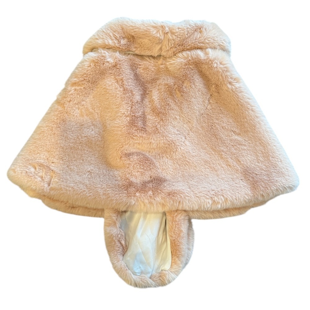 Caracilia Blush Peachy Pink Faux Fur Capelet with Front Tie - Picture 4 of 8